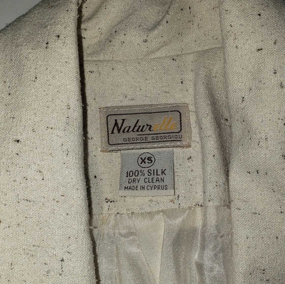 Naturelle George Georgiou Tan Beige 100% Silk Blazer Sz XS Western Style Jacket - Picture 12 of 16